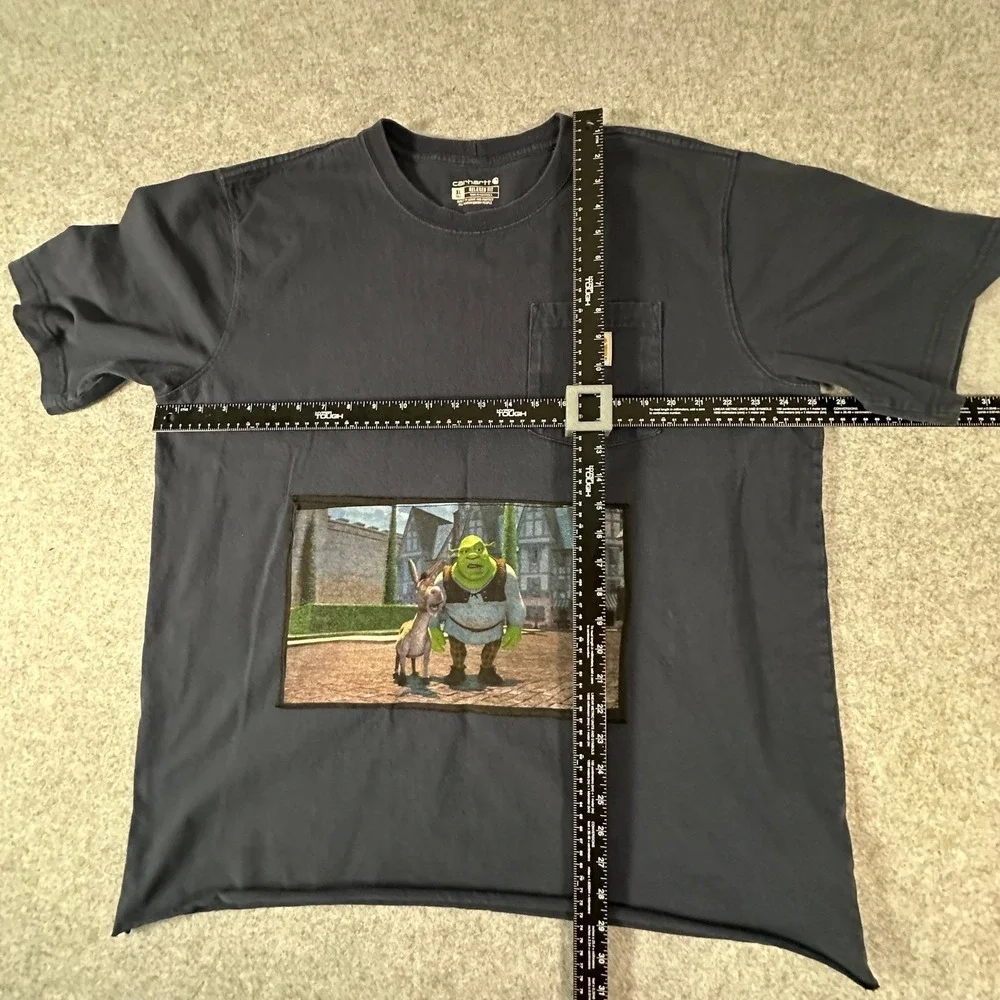 Carhartt Shrek Patch Pocket T Shirt XL Tall Black Mens Relaxed Fit Custom Sewn